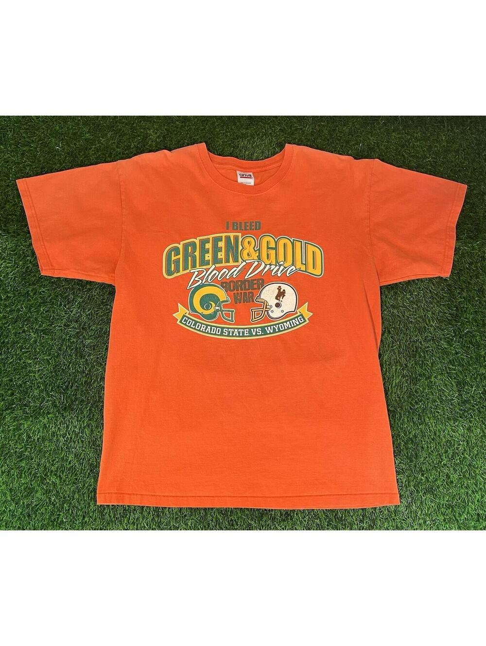 Vintage Y2K 00s NCAA "I Bleed Green & Gold" Colorado State Vs Wyoming Cowboys L